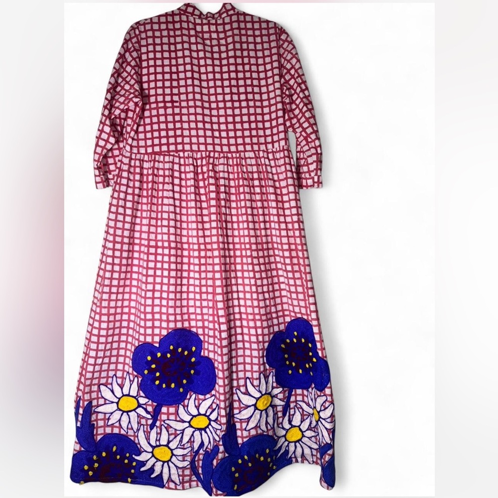 Red and Blue Long Sleeve Dress - Picture 4 of 6